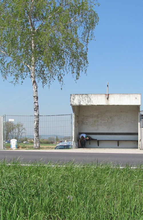 da junge mädchen und die bushaltestelle